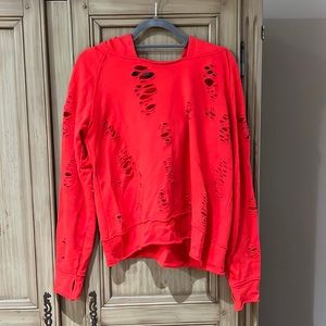 Red generation love distressed hoodie